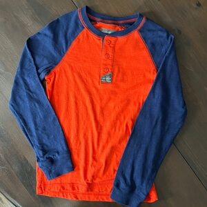 Eddie Bauer Boys Raglan Henley Shirt - Navy & Bright Red